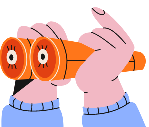 망원경을 들고 있는 손 일러스트