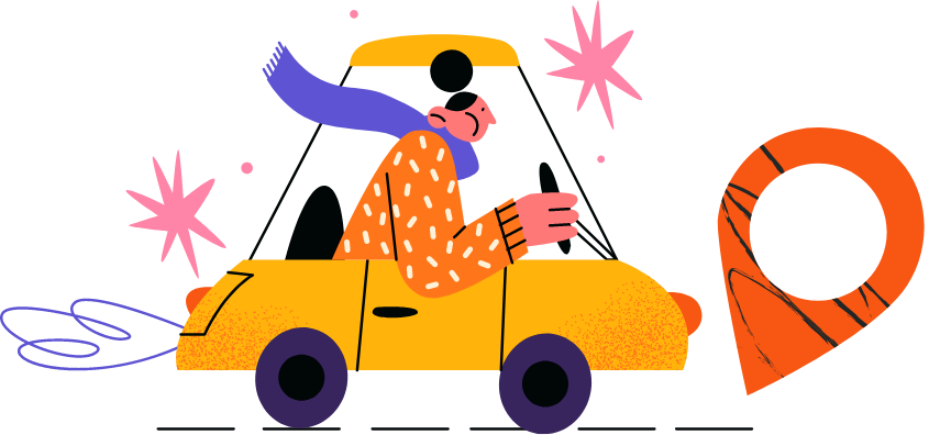 자동차를 타고 있는 사람 일러스트